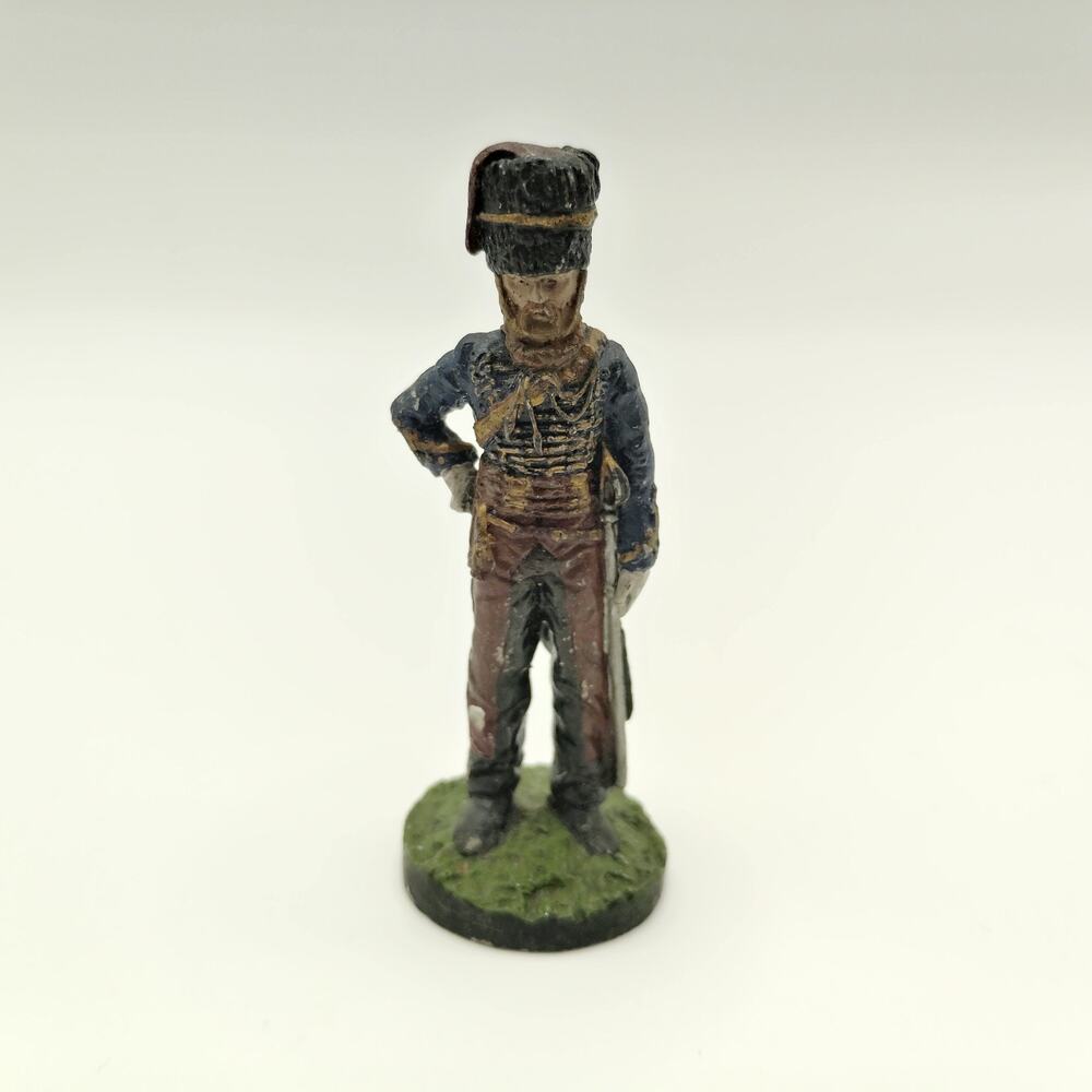 Vintage Cast Iron 11th Hussars Officer Figurine 1854 Crimean War Reproduction
